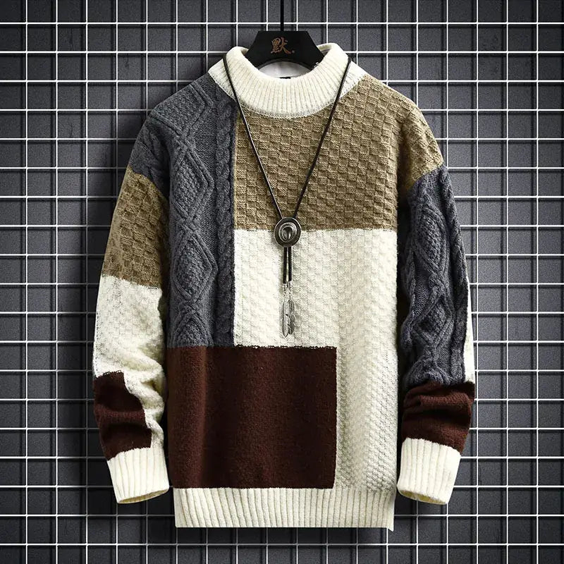 Men’s Artisan Patchwork Turtleneck Sweater