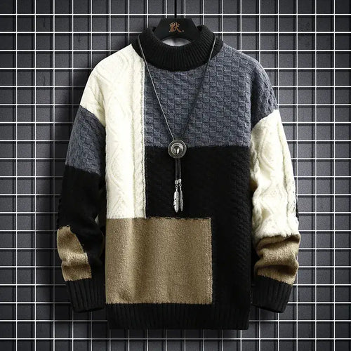 Men’s Artisan Patchwork Turtleneck Sweater