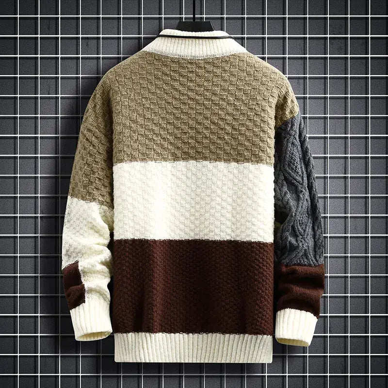 Men’s Artisan Patchwork Turtleneck Sweater